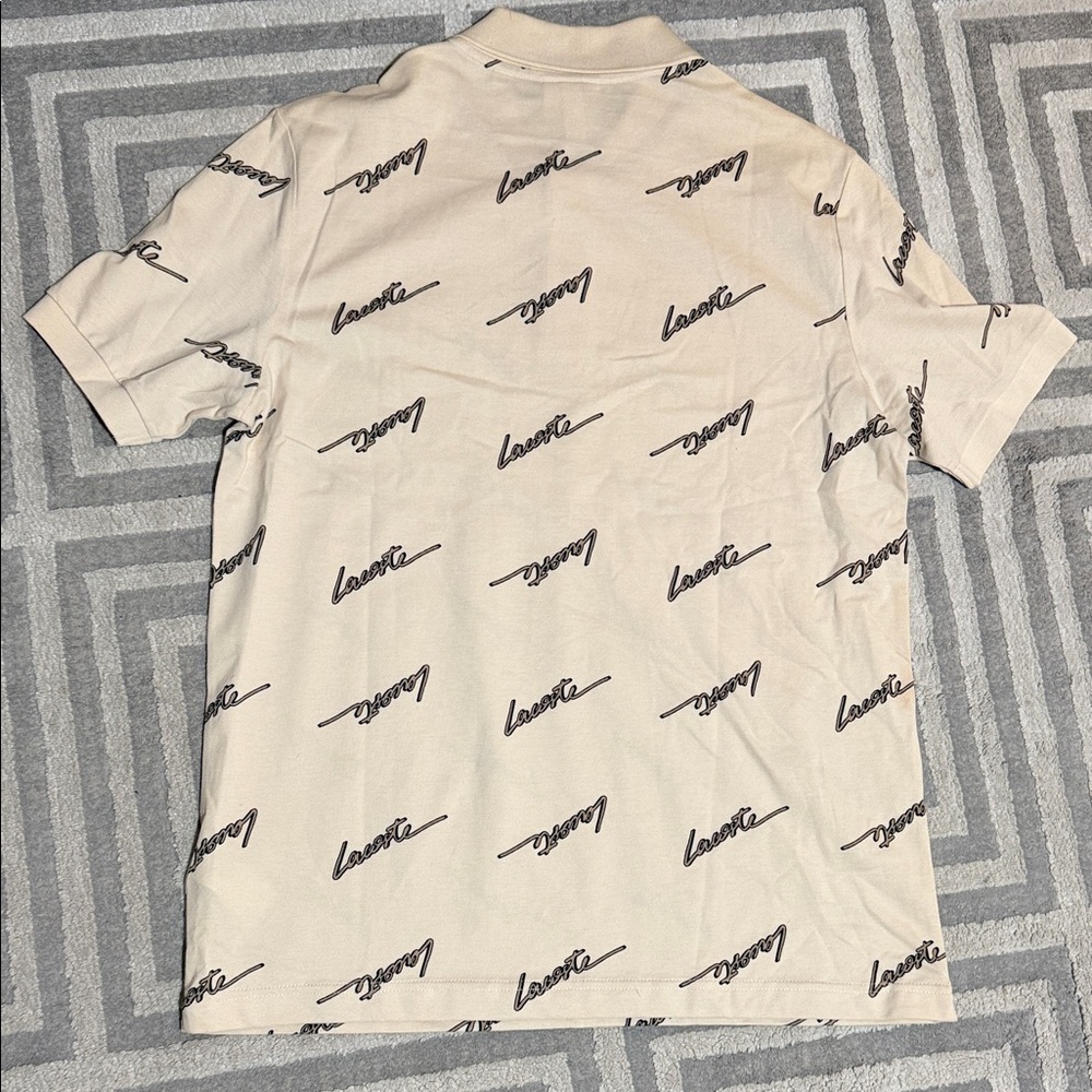 Lacoste Tan Logo Pattern Polo Shirt - Picture 5 of 5